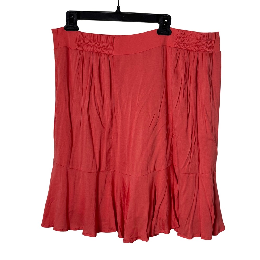 Torrid 2 Ruffle Flowy Skirt Size 2X‎ Coral BOHO Cottagecore Pull On Stretch NEW